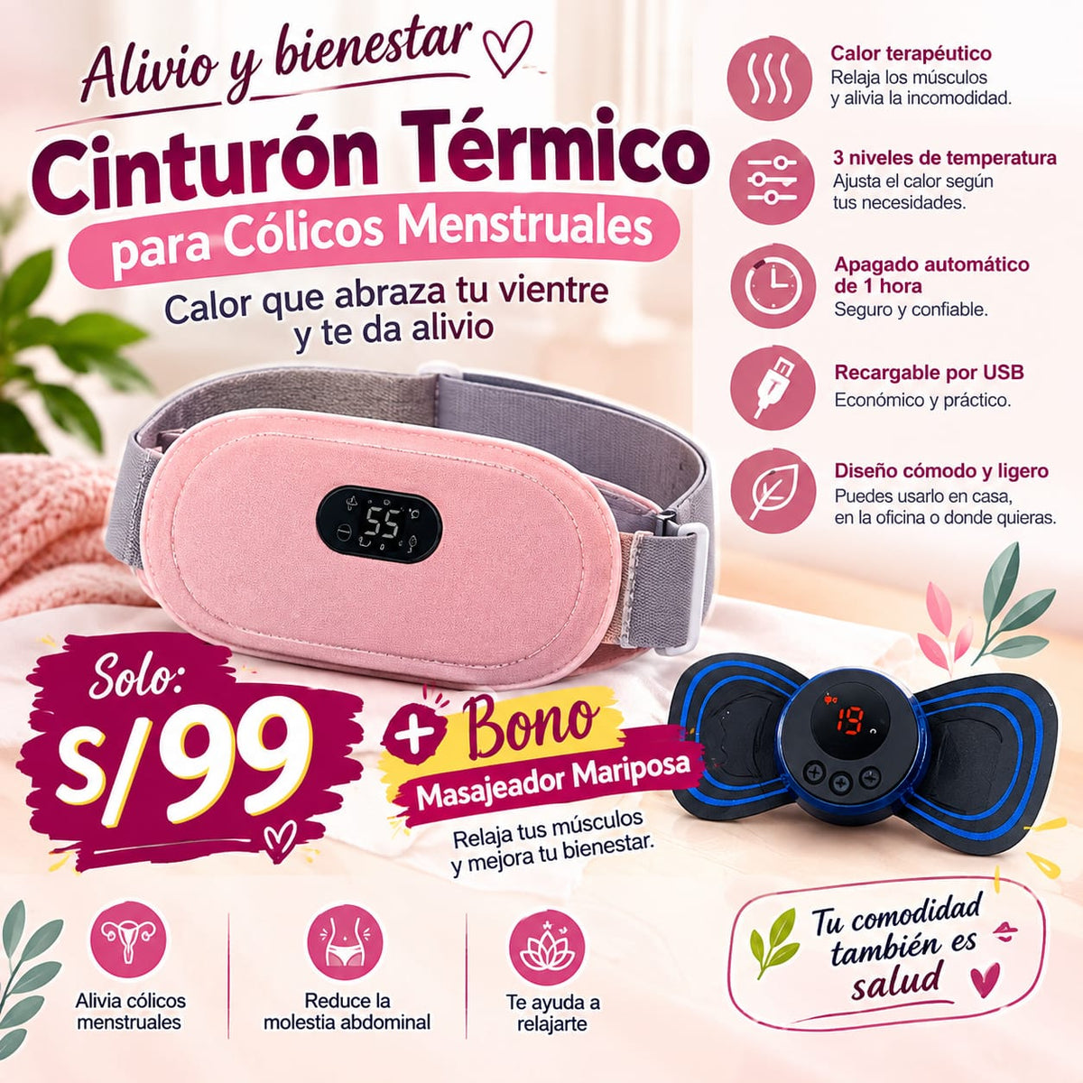 CINTURON TÈRMICO PARA CÒLICOS MENSTRUALES